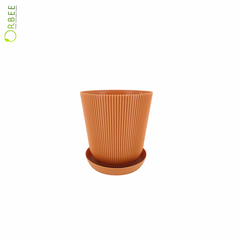 Brown Stripe Plastic Pot