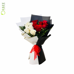 Elegant Love – Red & White Rose Bouquet