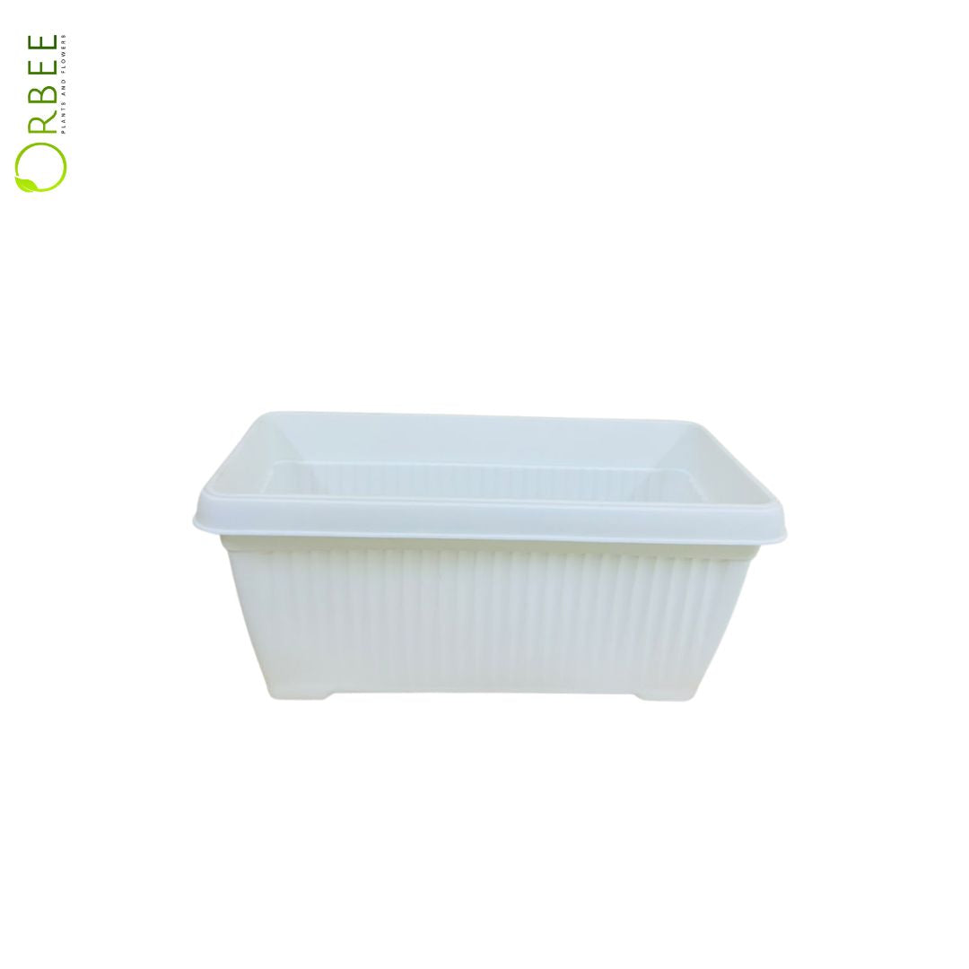 Rectangle White Plastic Planter