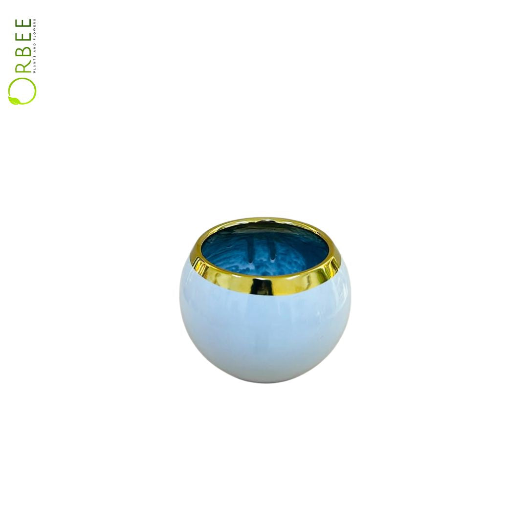 Gold And White Ceramic Pot